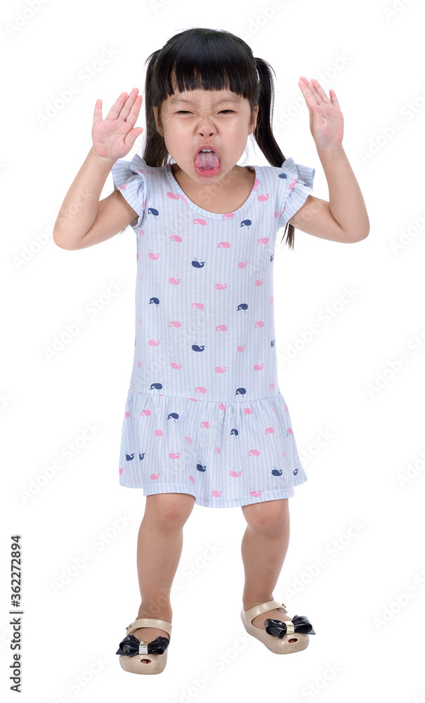 little girl Sticking out tongue and hold her hand little girl Sticking out tongue and hold her hand