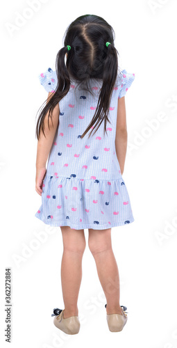 Behind little girl and looking up isolated