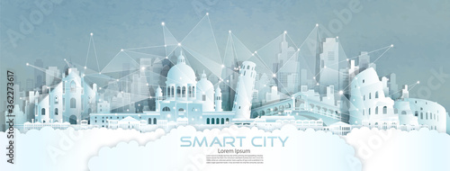 Technology wireless network communication smart city with architecture in England.