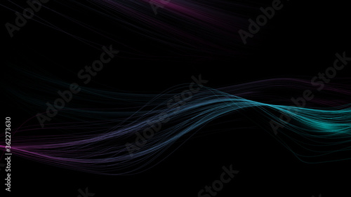 Abstract landscape Lines Glowing Virtual Network Technology Background. Colorful Wavy Lines. Vector Illustration