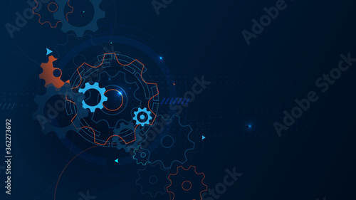 Abstract Technology, Futuristic Digital Hi Tech Concept. Abstract Machine Cogwheel, Gears Background. Scientific and Technological Concept. Vector Illustration