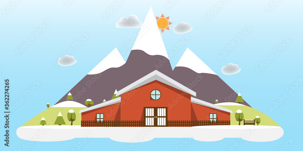 The winter nature design. Vector flat style.