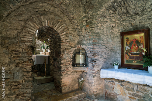 The House of the Virgin Mary (Meryemana) interior view photo. believed to be the last residence of Mary, mother of Jesus. A place of visit. Ephesus, Izmir TURKEY photo