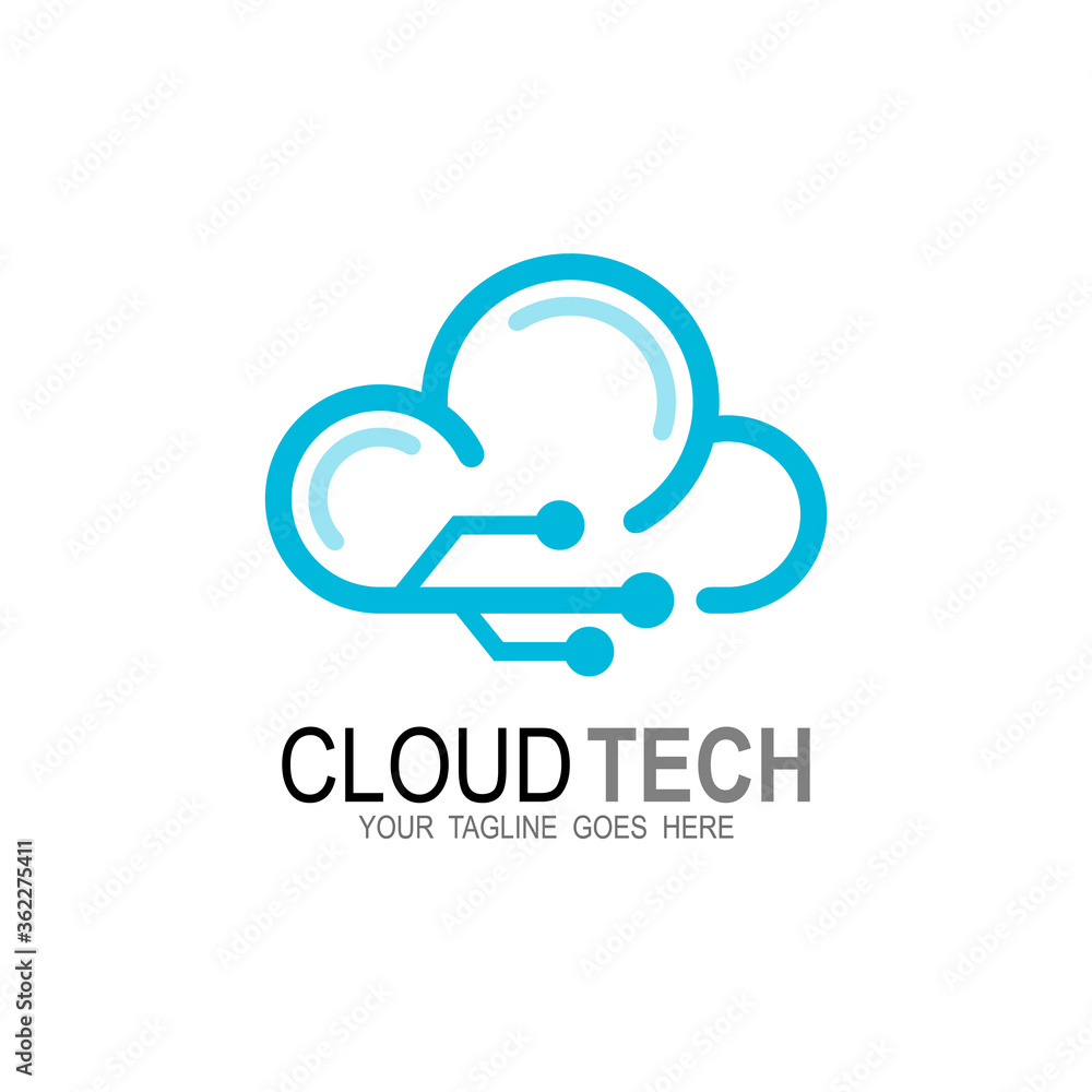 Cloud logo with line design technology, Abstract logo Cloud logo with line design technology, Abstract logo