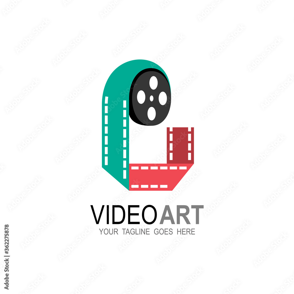 Letter B logo with roll cinema design illustration Letter B logo with roll cinema design illustration