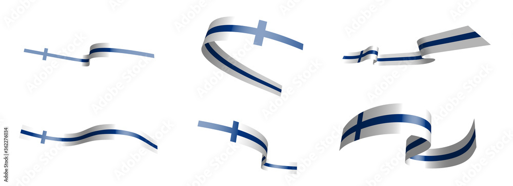 Set of holiday ribbons. flag of Finland waving in the wind. Separation into lower and upper layers. Design element. Vector on a white background Set of holiday ribbons. flag of Finland waving in the wind. Separation into lower and upper layers. Design element. Vector on a white background