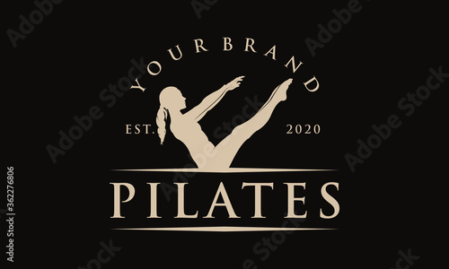 Sitting Pilates Woman Silhouette logo