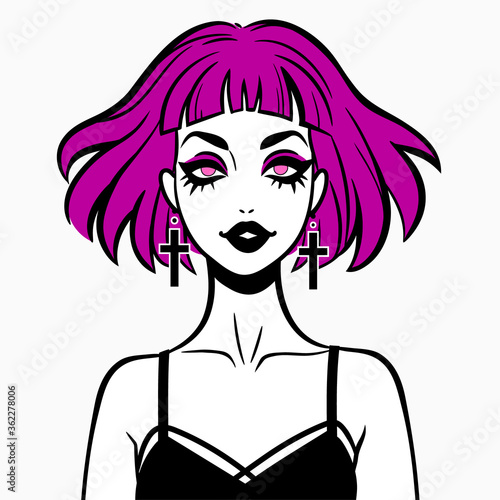 cute smiling girl in gothic fashion