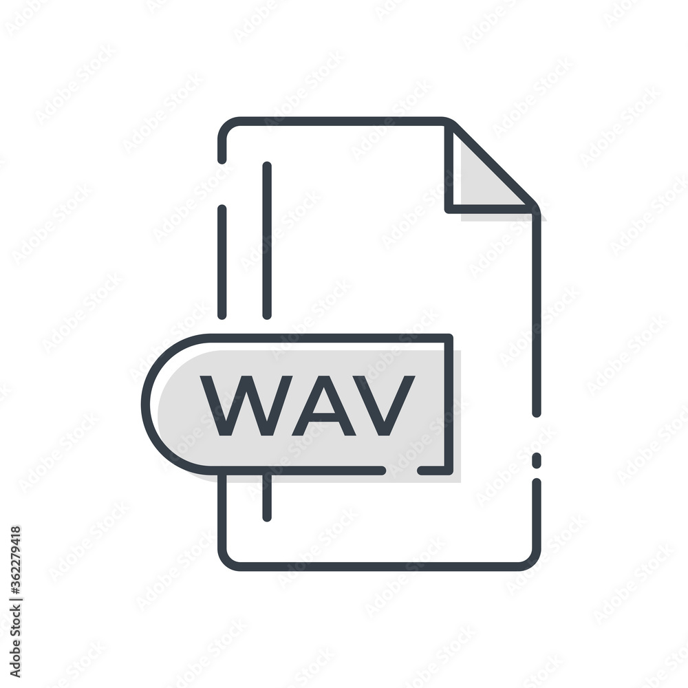 WAV File Format Icon. WAV extension line icon. WAV File Format Icon. WAV extension line icon.