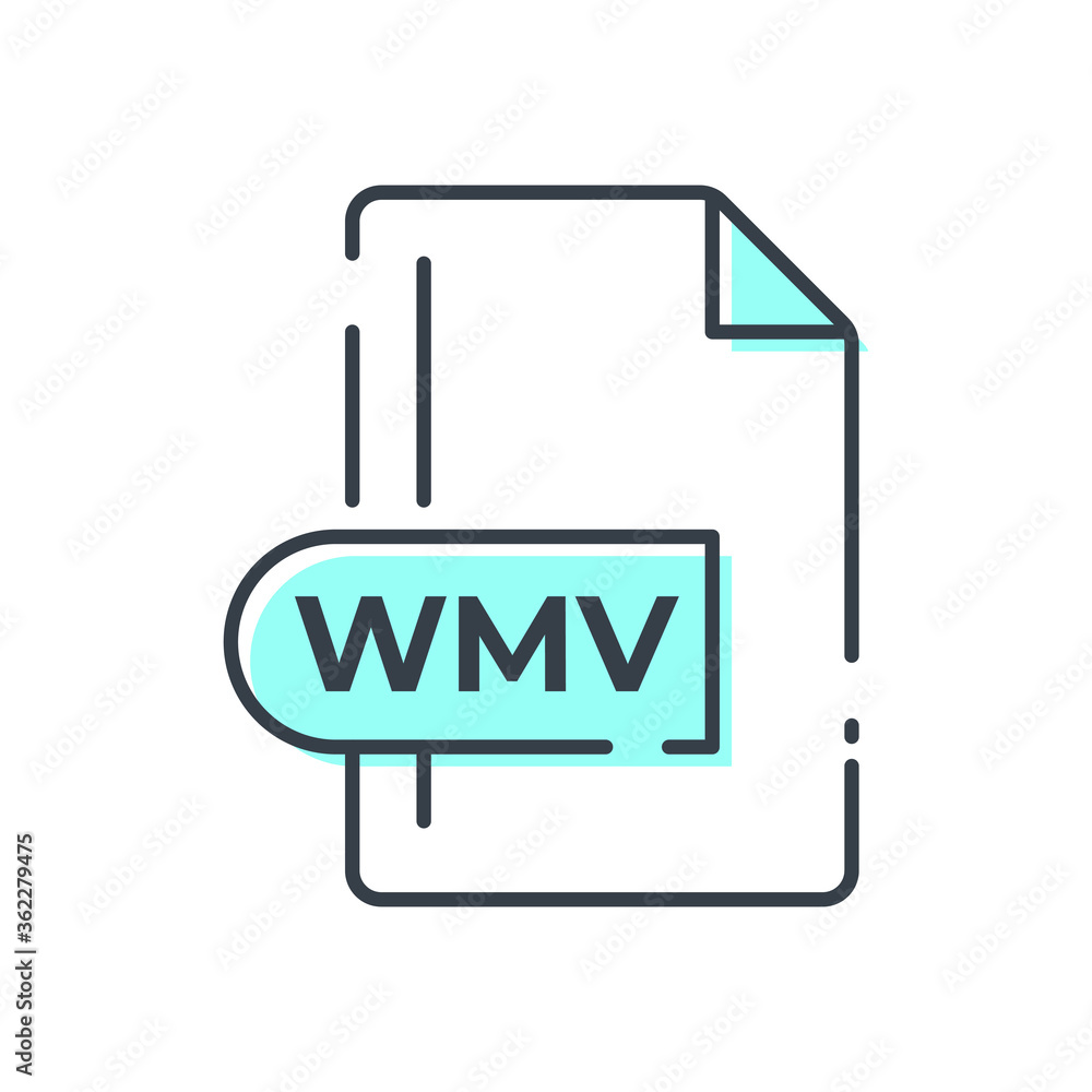 WMV File Format Icon. WMV extension line icon. WMV File Format Icon. WMV extension line icon.