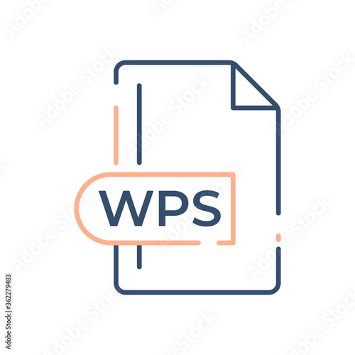 WPS File Format Icon. WPS extension line icon. photo