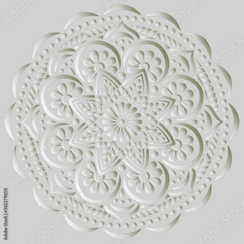 Mandala pattern white 3D gradient good mood