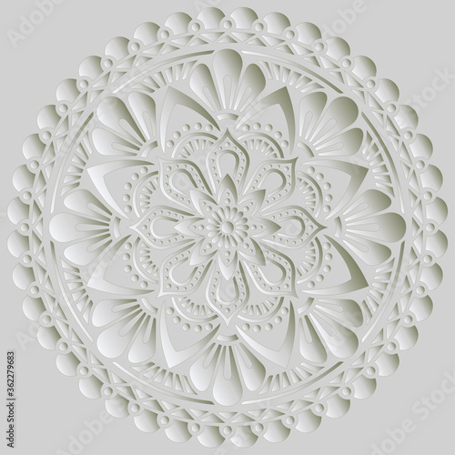 Mandala pattern white 3D gradient good mood