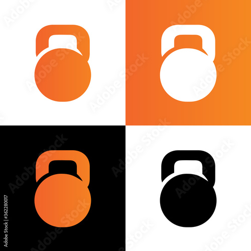 Kettlebell silhouette logo concept, fitness club icon, flat vector illustration