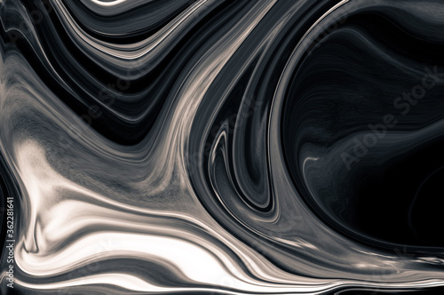 Fluid marble texture, Black, grey and white colors on a background, graphic content wallpaper or starting title