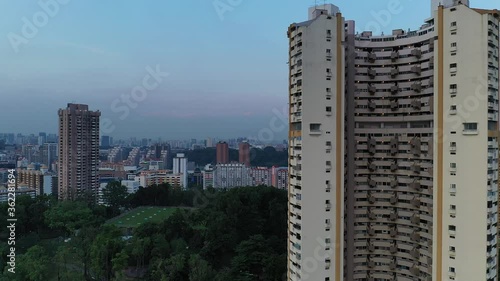 May 04-2019 late afternoon at PEARL BANK APARTMENT near Outram Park MRT station 4k aerial video, Singapore photo