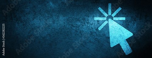 Click cursor icon Special Blue Banner Background photo