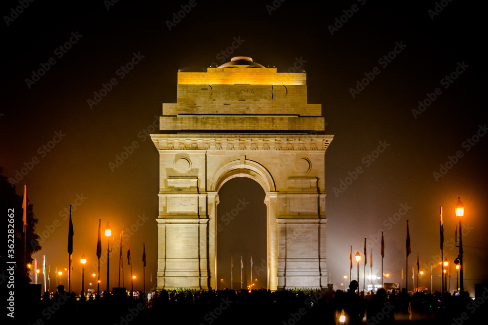 India gate during night at New Delhi,India .