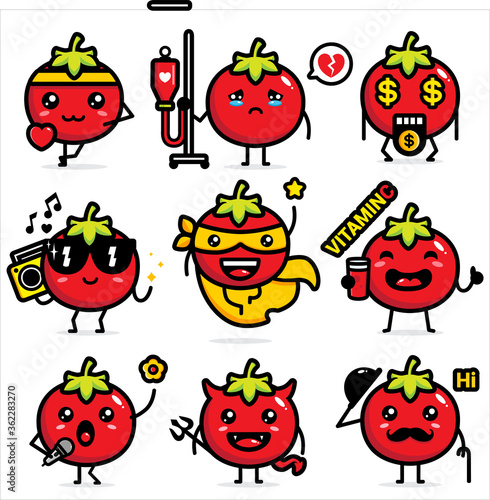 design vector set of cute tomatoes