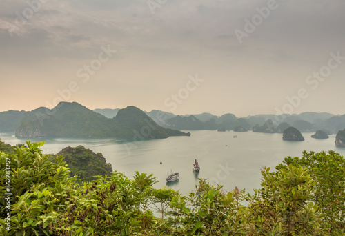 Beautiful early morning view over the islands of Ha Long Bay, Vietnam