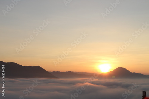 Beautiful landscape in the mountains at sunrise, Traveling concept background.Chiang Khan Loei, Thailand. © สมปอง ป้องปิด