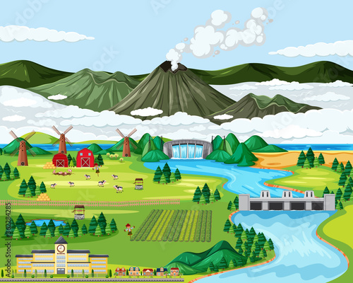 Agriculture rural landscape scene