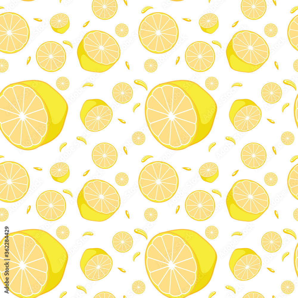 Seamless background design with yellow lemons