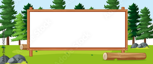 Empty banner board in nature park scenery