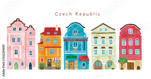 ヨーロッパのおしゃれな家のイラストセット