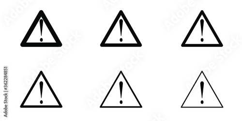 Various Black Warning Triangle Shape icons vector illustration