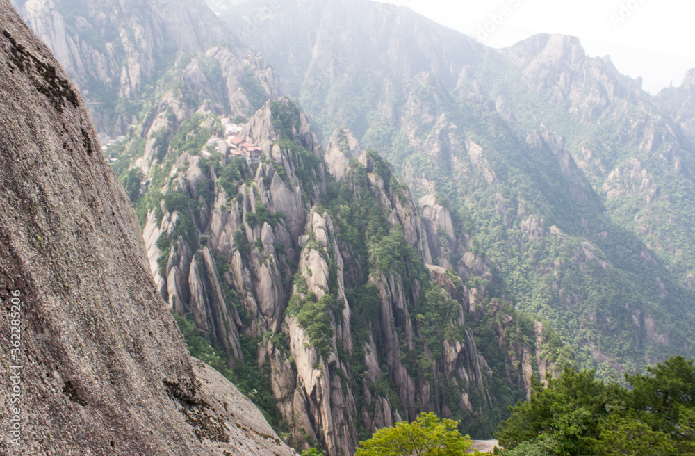The side of Huangshan Mountain ( Yellow Mountain ) in china The side of Huangshan Mountain ( Yellow Mountain ) in china