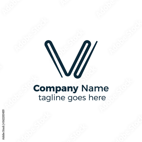 simple line v logo design vector illustration