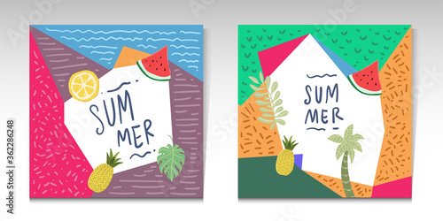 Vector illustration summer background for social media post template