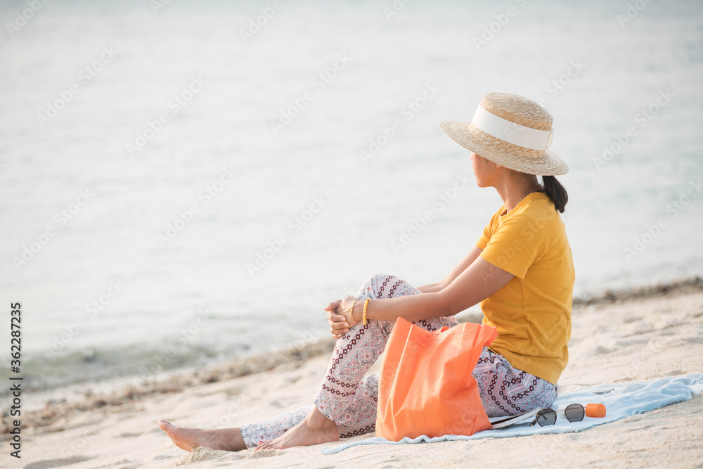 woman enjoy  on the beach