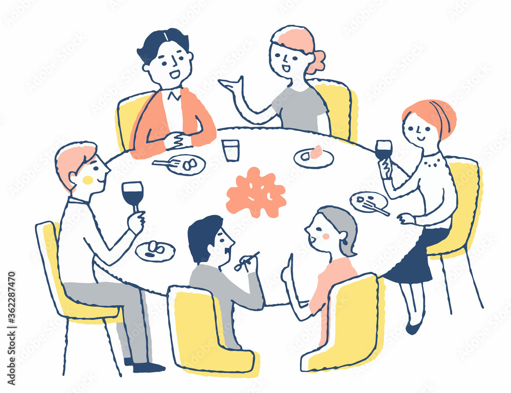 会食をする男女