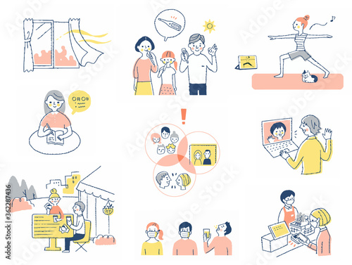 Wallpaper Mural 新しい生活様式のシーン　セット Torontodigital.ca