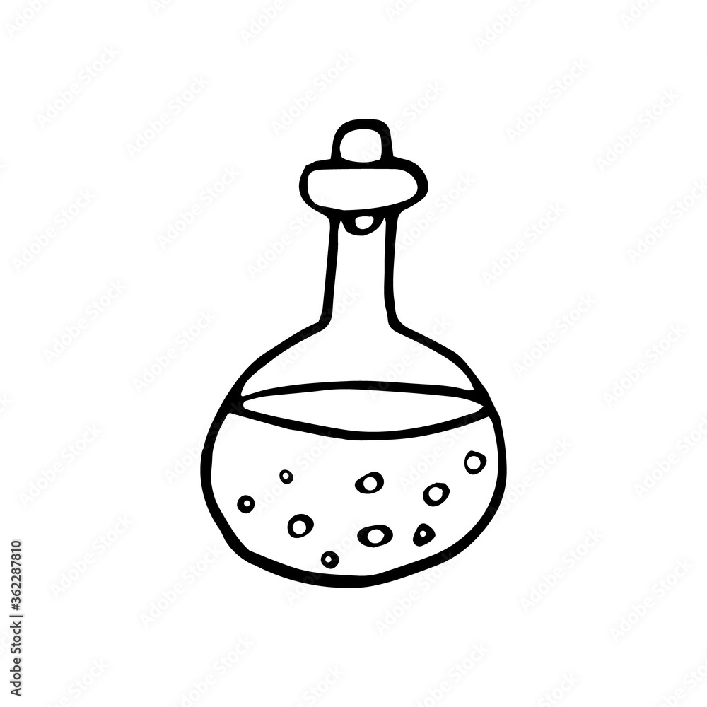 potion in a bubble hand drawn in doodle style. vector, scandinavian, monochrome. single element for design card, sticker halloween witchcraft decor potion in a bubble hand drawn in doodle style. vector, scandinavian, monochrome. single element for design card, sticker halloween witchcraft decor