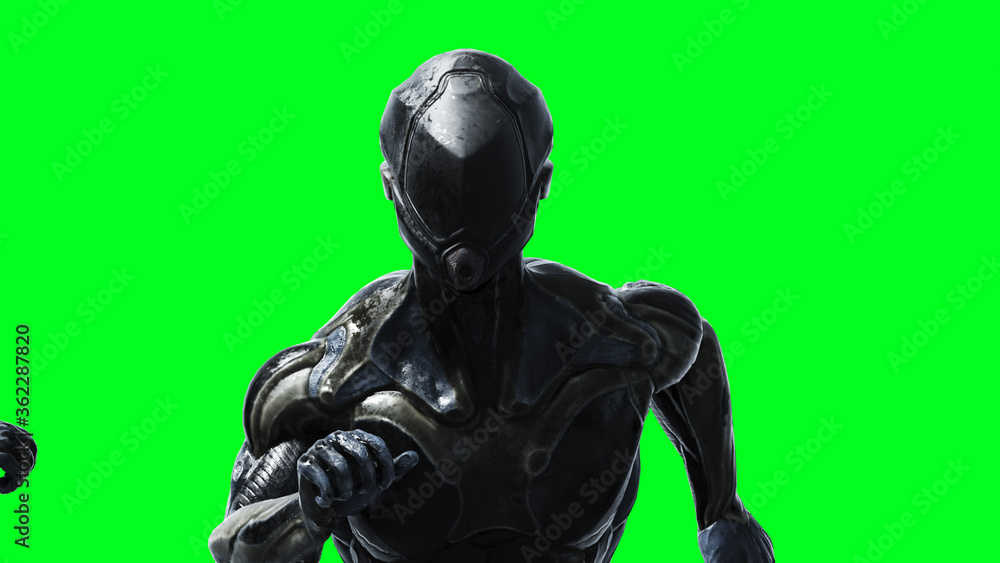 Military alien soldier isolate on green screen. 3d rendering. Military alien soldier isolate on green screen. 3d rendering.