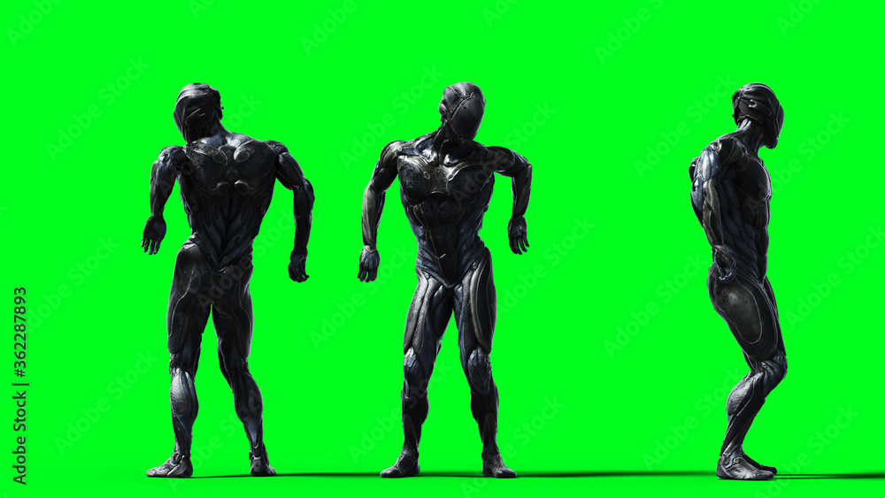 Military alien soldier isolate on green screen. 3d rendering. Military alien soldier isolate on green screen. 3d rendering.