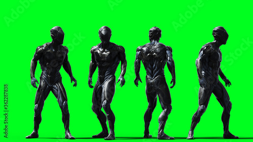 Military alien soldier isolate on green screen. 3d rendering. © 3D motion