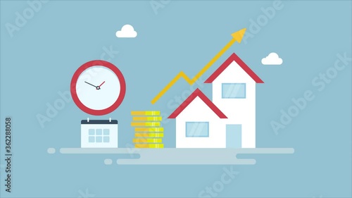 Wallpaper Mural Property increase in value over time. Real estate market growth, rising house prices, increasing property market graph arrow concept. 2d animation, 4k video clip. Torontodigital.ca