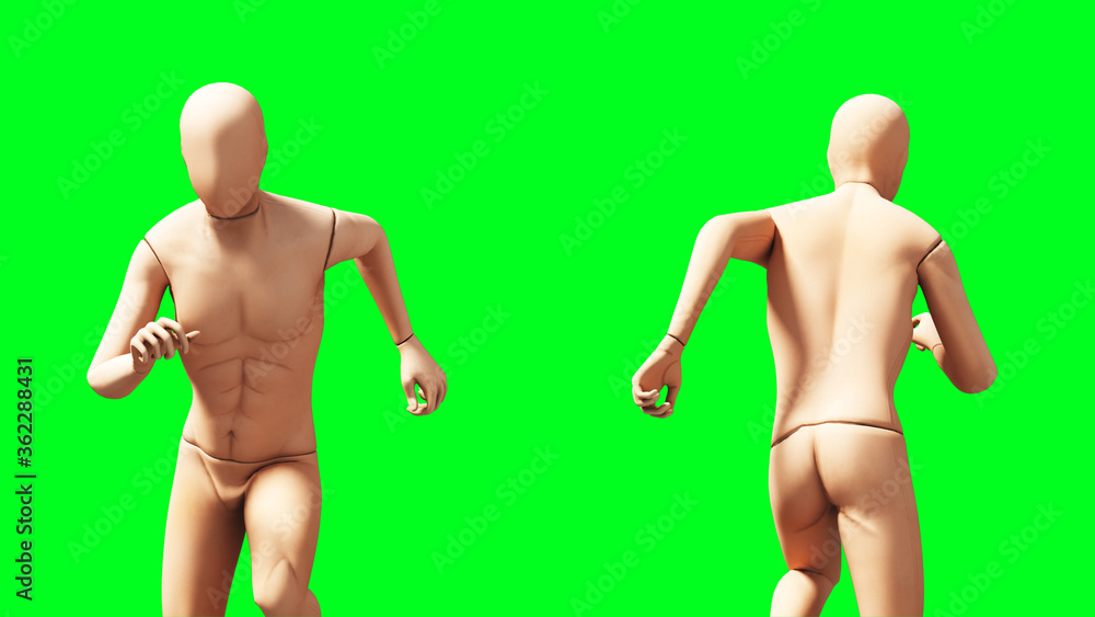 Dummy, mannequin isolate on green screen. 3d rendering. Dummy, mannequin isolate on green screen. 3d rendering.