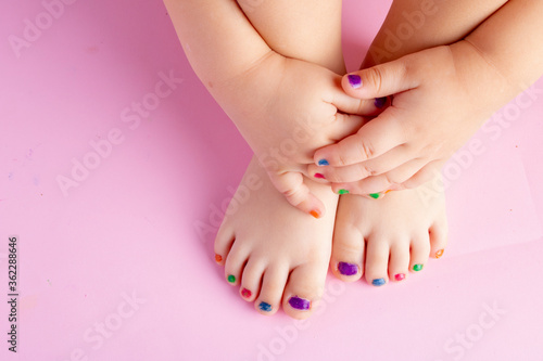 care for beautiful kid legs  stylish image  view above