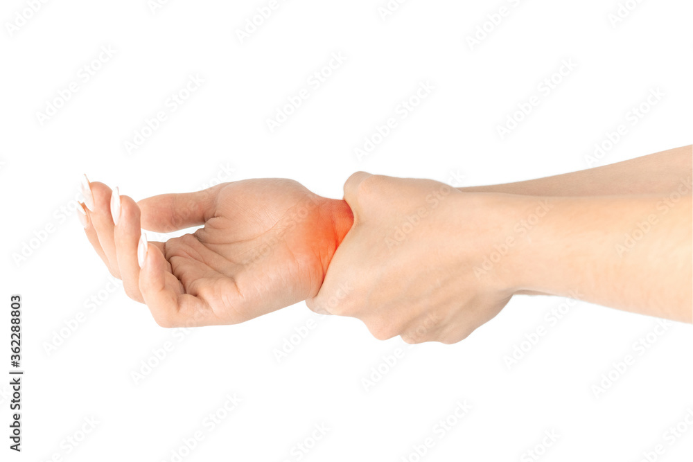 Woman carpal tunnel. Arthritis office syndrome is consequence of computer. Hand pain in woman injury wrist. Health care and medical concept. Woman carpal tunnel. Arthritis office syndrome is consequence of computer. Hand pain in woman injury wrist. Health care and medical concept.