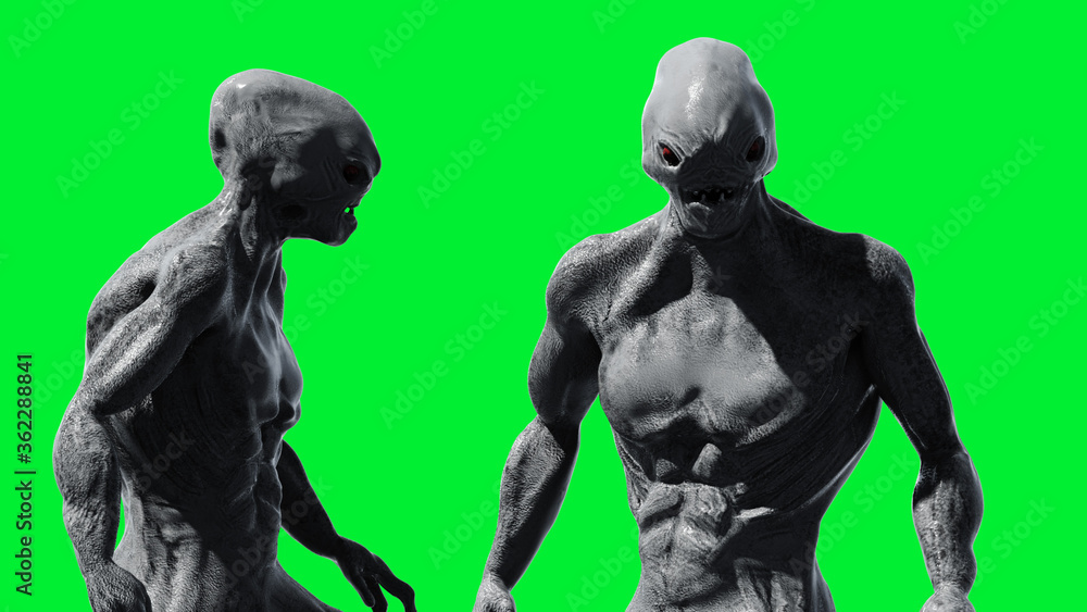 Scary monster isolate on green screen. 3d rendering. Scary monster isolate on green screen. 3d rendering.