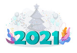 2021 calendar and Greeting card for Christmas and New Year.