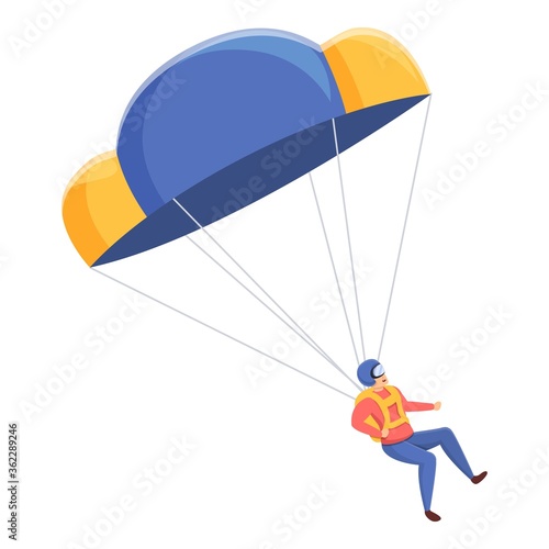 Extreme parachuter icon. Cartoon of extreme parachuter vector icon for web design isolated on white background