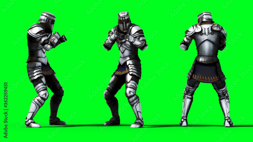 Knight isolate on green screen. Realistic 3d rendering. Knight isolate on green screen. Realistic 3d rendering.
