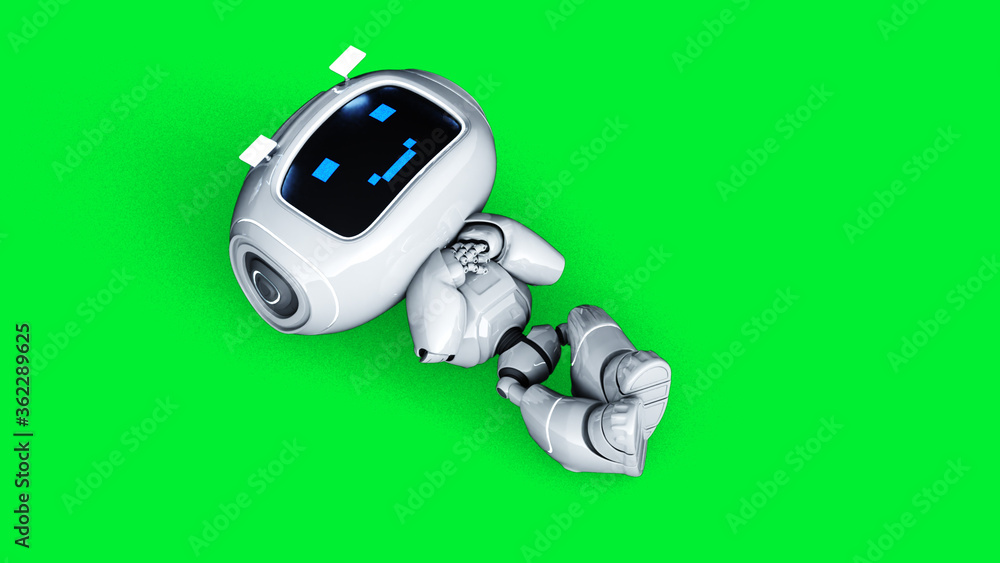 White smiling toy robot animation. 3d rendering. White smiling toy robot animation. 3d rendering.