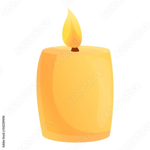 Burning candle icon. Cartoon of burning candle vector icon for web design isolated on white background